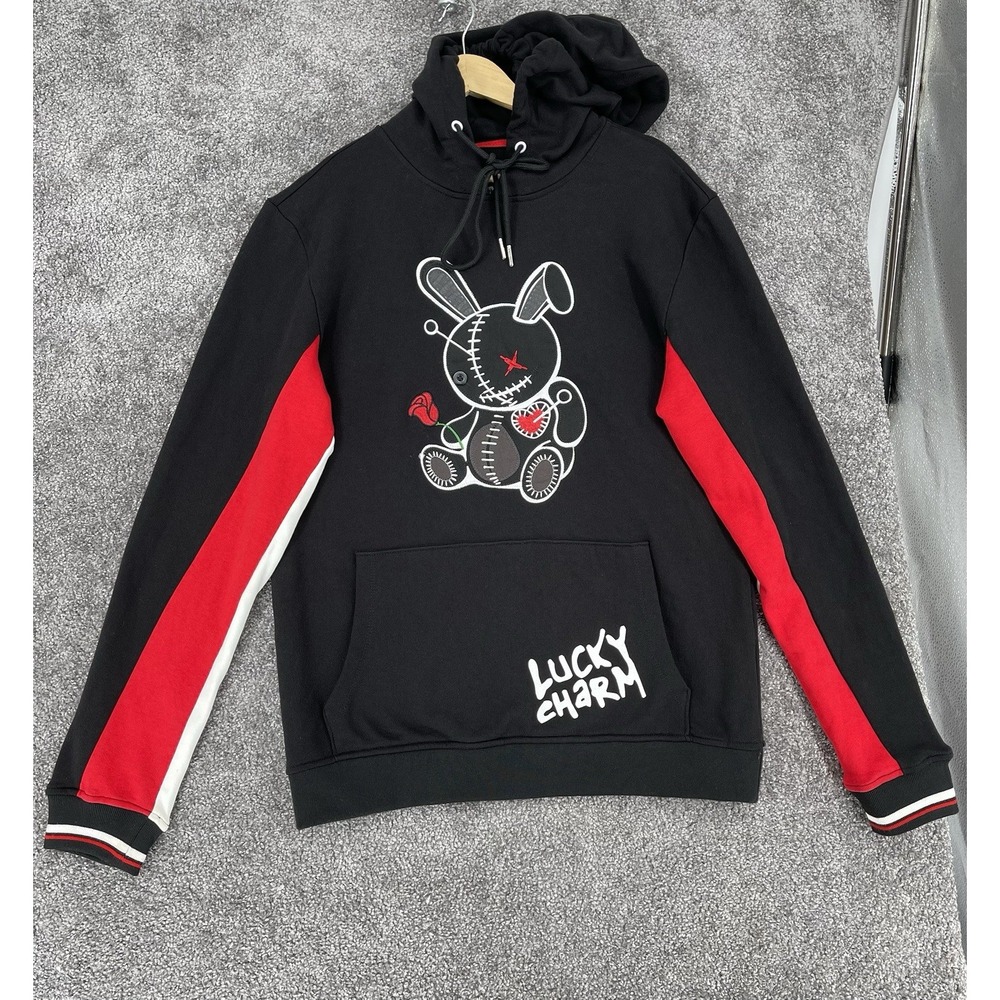 BKYS Black Keys Lucky Charm Bunny Pullover Hoodie Black Red Men's Small